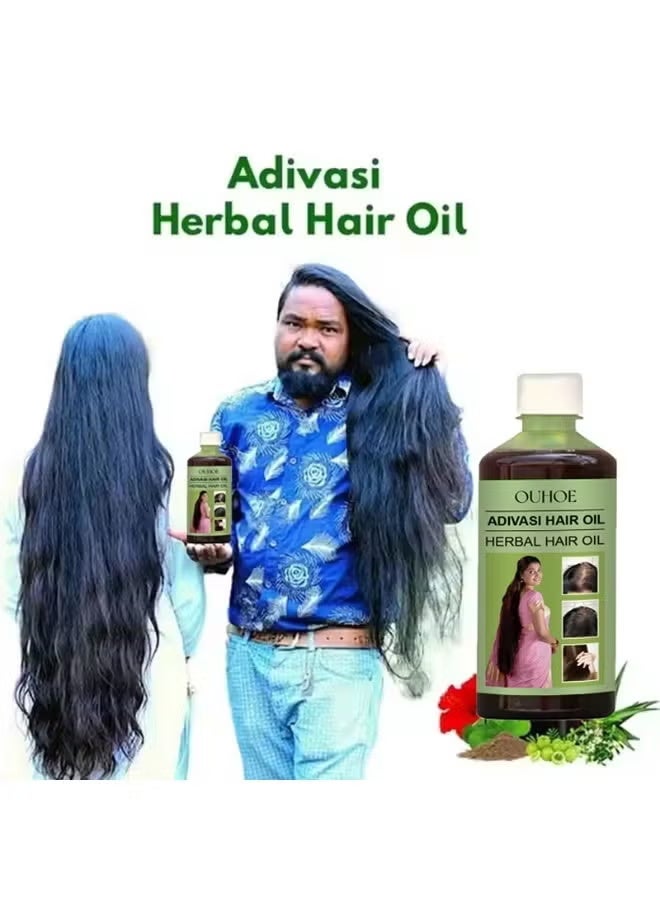 OUHOE Advasi Herbal Hair Oil - 100ml/3.38fl.oz, Smooths Frizzy & Dry Hair, Adds Shine & Moisture, Coconut Oil-Based, Ideal for All Hair Types, Hair Oil for Frizzy Hair, Stylish Bottle Design, Natural Ingredients - Image 3