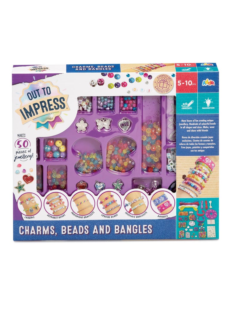 Addo Out to Impress Charms, Bead and Bangle Craft Set  | Jewellery Making Kit | Friendship Bracelet | Alphabet Beads | Crystal Beads | Customize Your Jewellery | Arts & Craft | DIY Craft Kit | Do it Yourself | Educational & Learning | Creative Gift for Kids and Adults - Image 2