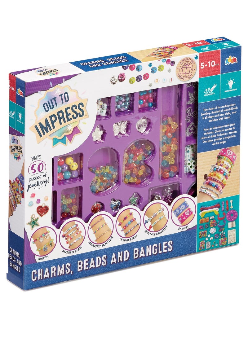 Addo Out to Impress Charms, Bead and Bangle Craft Set  | Jewellery Making Kit | Friendship Bracelet | Alphabet Beads | Crystal Beads | Customize Your Jewellery | Arts & Craft | DIY Craft Kit | Do it Yourself | Educational & Learning | Creative Gift for Kids and Adults - Image 3
