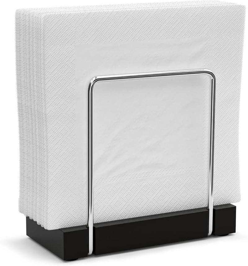 Wican Mail Holder Bamboo Iron Mail Organizer Countertop Napkin Holder for Table Standing Napkin Dispenser for Kitchen Dining Table Farmhouse Cocktail Picnic Rustic File Holder for Desk Silvery & Black - Image 1