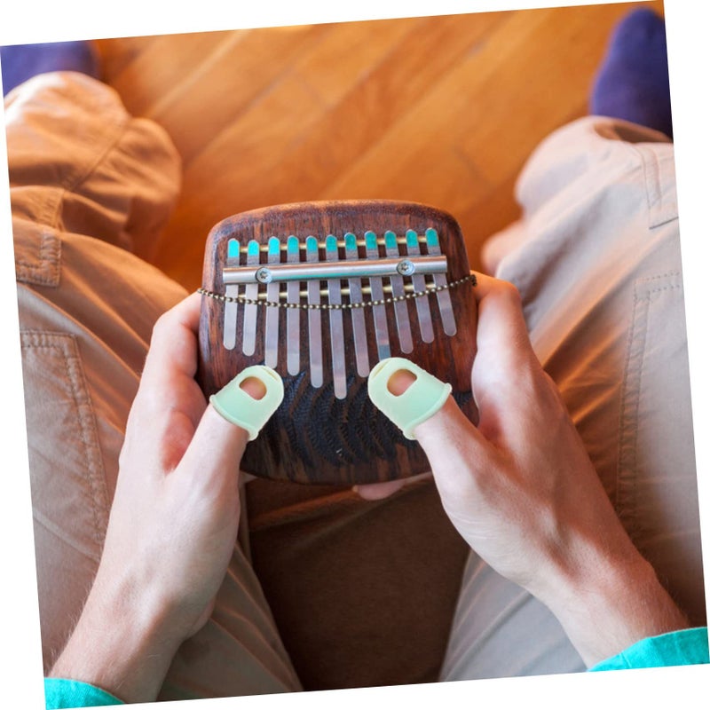 Kalimba Thumb Protectors 10 Pieces Light Green Fingertip Covers for Finger Relief and Nail Protection - Image 5