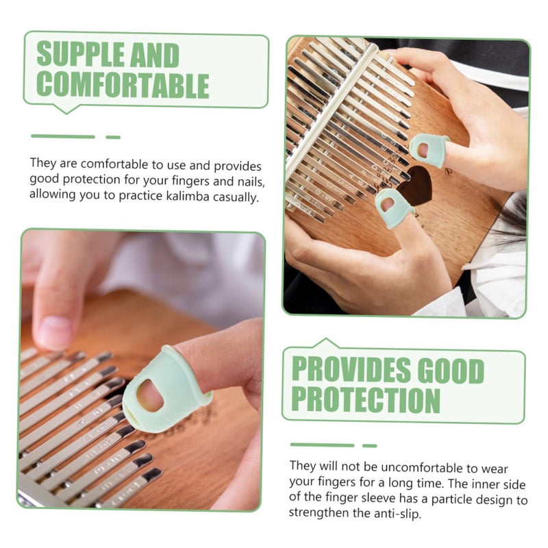 Kalimba Thumb Protectors 10 Pieces Light Green Fingertip Covers for Finger Relief and Nail Protection - Image 4