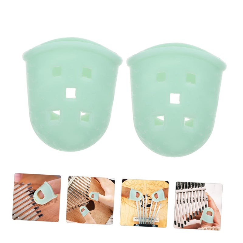 Kalimba Thumb Protectors 10 Pieces Light Green Fingertip Covers for Finger Relief and Nail Protection - Image 3