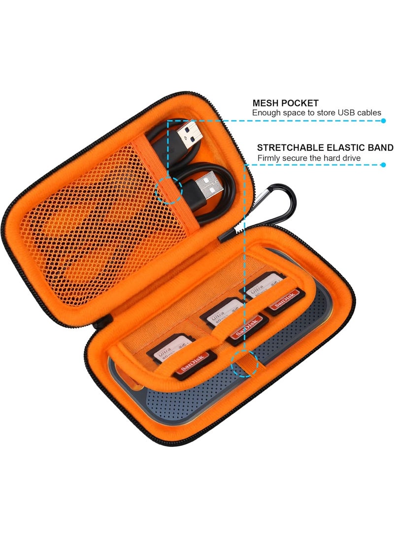 SPECTON Hard Carrying Case for SanDisk Extreme Pro/SanDisk Extreme Portable External SSD 500GB 1TB 2TB 4TB USB-C Solid State Drive EVA Shockproof Protective Storage Travel Bag, Black+Orange - Image 1