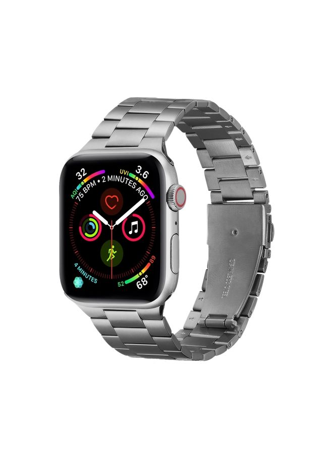 Replacement Strap Ultra-thin Three-bead Metal Strap Watch Band For Apple Watch Ultra 49mm&Watch Ultra 2 49mm / Series 9&8&7 45mm / SE 3&SE 2&6&SE&5&4 44mm / 3&2&1 42mm Grey 