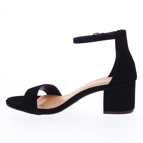 TOP Moda Darcie-1 Ankle Strap Dressy High Heel Sandal, Non-slip Sole, For Wedding, Party, Prom, Evening Wear, or Any Occasion, Sleek Style Block Heel Sandals, Black Nubuck, 8.5 - Image 3