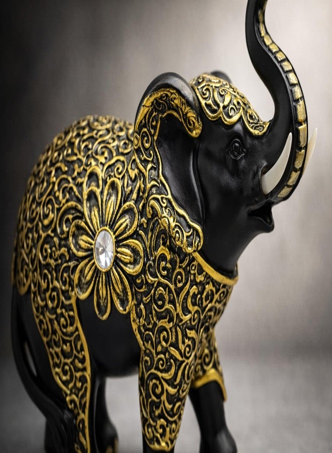 CHIBRO Premium Home Decor Showpiece Set | Elephant, Horse, Deer Figurines | Decorative Idol for Living Room, Office, Table | Lucky Feng Shui Statue (Black Elephant 2 pcs Set) - Image 4