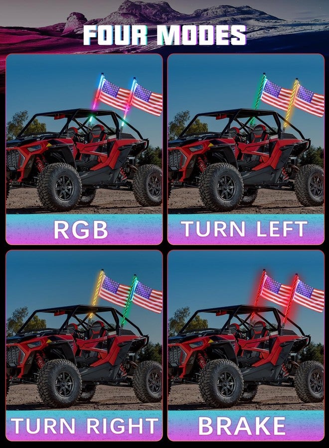 UNI-SHINE 2PCS 4FT LED Light with Spring Base Spiral RGB Chasing Lights with App and Remote Control Music Antenna Light for Can-Am UTV ATV RZR Can-Am SXS Polaris Off-Road - Image 4