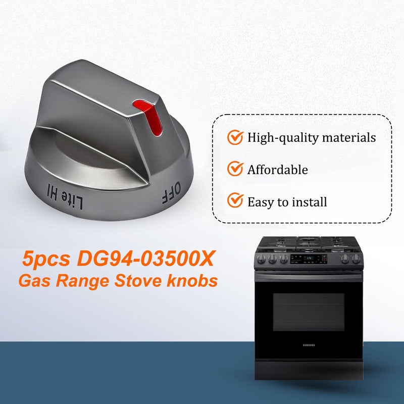 Casmer Dg94-03500A/Z (5Pcs) For Samsung Stove Knob Replacement  Dg94-03500X For S Amsung Gas Stove Knobs Replacement  Samsung Stove/Oven Knob Replacement Compatible With Nx60T8111Sg/Aa - Image 5