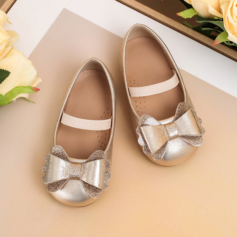 Girls' Leather Shoes, New Korean Style Single Shoes, Gold Bow Soft-Soled Princess Shoes, Children'S Shoes - Image 5