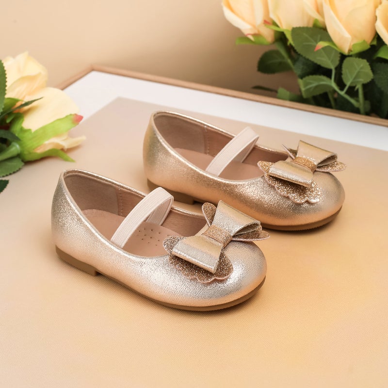 Girls' Leather Shoes, New Korean Style Single Shoes, Gold Bow Soft-Soled Princess Shoes, Children'S Shoes - Image 4