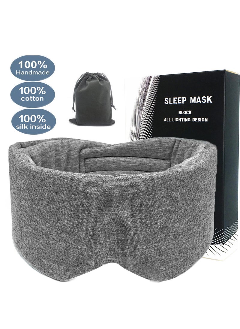 Bukela Sleeping Mask & Eye Mask for Sleeping: Blackout Cotton Eye Cover with Travel Pouch - Adjustable Lightweight Breathable Migraine Relief  - Image 1