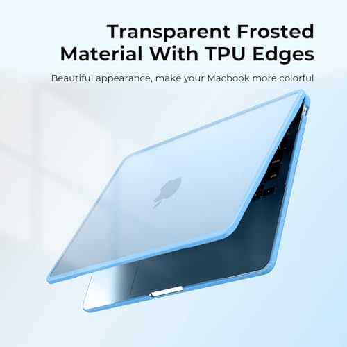 BlueSwan Anti-Cracking Case for MacBook Air 13 inch, M5 2026 M4 M3 M2 2025-2022 A3449 A3240 A3113 A2681, Drop Protection Soft TPU Bumper PC Base for Air 13.6 inch, Frosted Sky Blue - Image 3