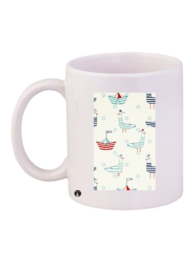 Printed Coffee Mug White/Red/Blue 11ounce