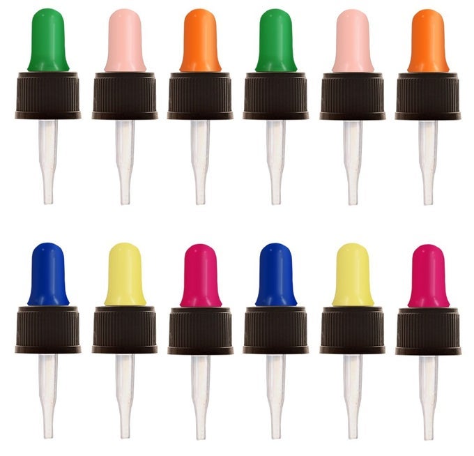 GLASS EYE DROPPERS FOR 5ML ESSENTIAL OIL BOTTLES | 12-PACK | MULTICOLORED | COMPATIBLE WITH DOTERRA, YOUNG LIVING, EDENS GARDEN, PLANT THERAPY, PLANT GURU, ROCKY MTN 1/6FL OZ