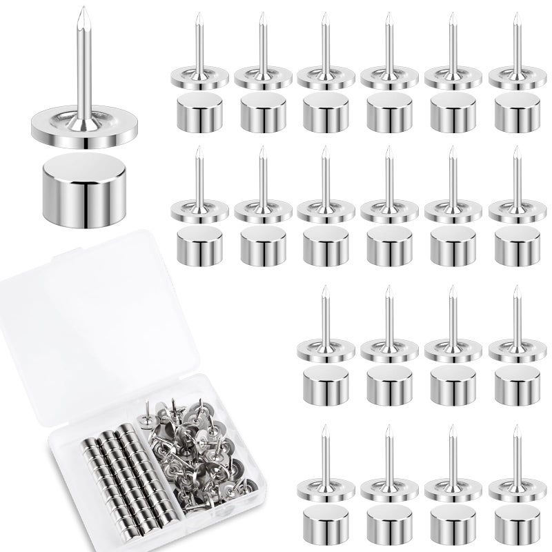 wusuowea 30 Sets Magnetic Push Pins - Strong Thumb Tacks for Cork Board, Map, Picture, Poster - Decorative Magnets - Image 1