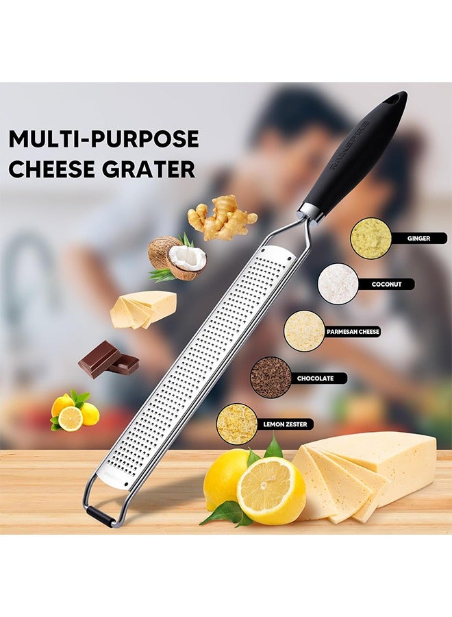 الوجبة مبشرة مطبخ من الفولاذ المقاوم للصدأ بمقبض، مبشرة جبن الليمون الناعم لجبن البارميزان والثوم وجوزة الطيب والشوكولاتة والفواكه والخضروات والزنجبيل - Image 3