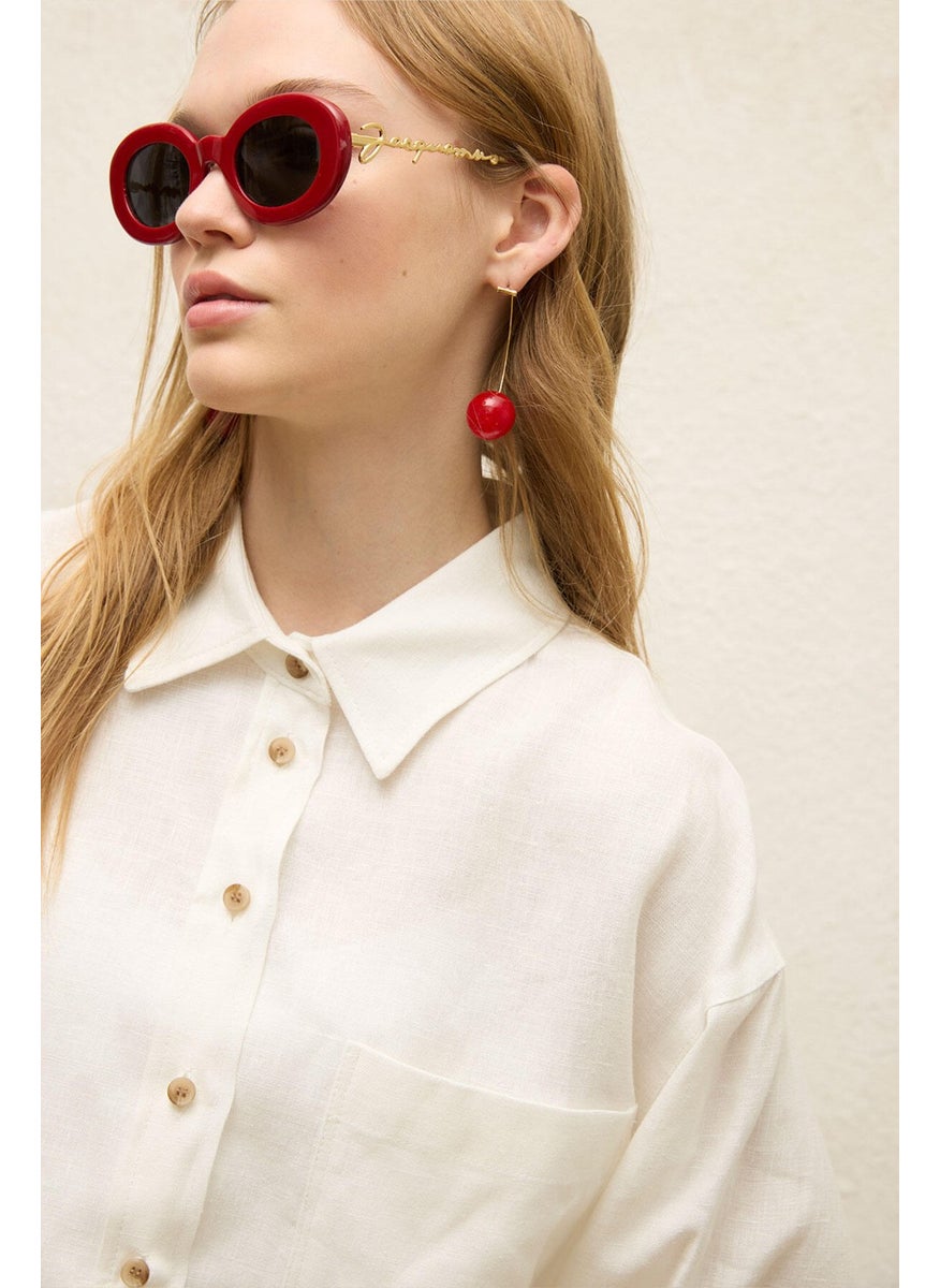 Manuka - Linen Long Sleeve Crop Shirt Ecru - Image 1