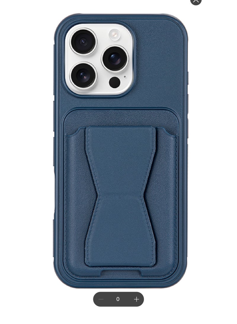 Apple iPhone 15 / 15 Pro Leather Case with Kickstand and Card Holder - Image 1