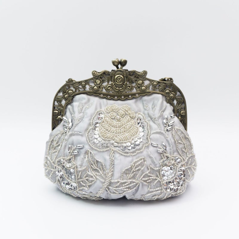 Now "Kai Weili Rose Embroidered Sequins Embroidered Beads Evening Bag Retro Dress Party Cheongsam Handbag - Image 1
