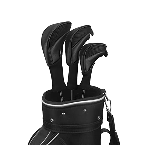 Scott Edward Golf Club Head Covers for Fairway Woods Driver Hybrids, 3Pcs Long Neck Mesh Golf Club Headcovers Set with Interchangeable No. Tags (Black) - Image 1