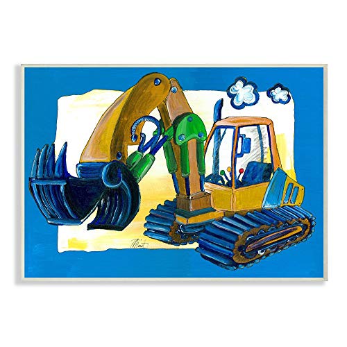 Stupell Industries The Kids Room by Stupell Yellow Excavator with Blue Border Stretched Canvas Wall Art, 16 x 20, Multi-Color - Image 3