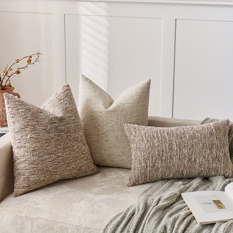 Dark Gray 40x40cm 16x16inch Cationic Loop Pile Pillowcase Cushion Cover for Living Room Bedroom Sofa Without Pillow Insert - Image 1