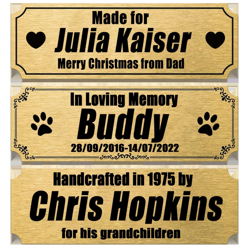 Solid Stainless Steel Engraved Plaque Custom Name Plate with Adhesive Backing Style B Line Frame - Image 1