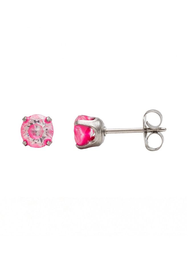 Studex 5MM Cubic Zirconia Neon Pink Allergy-Free Stainless Steel Ear Studs - Image 3