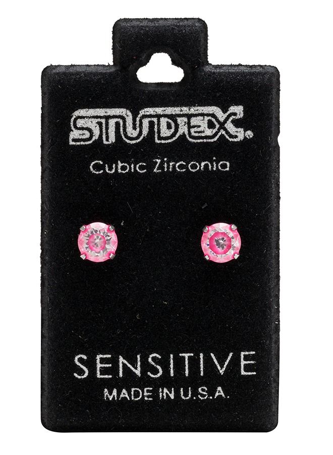 Studex 5MM Cubic Zirconia Neon Pink Allergy-Free Stainless Steel Ear Studs - Image 5