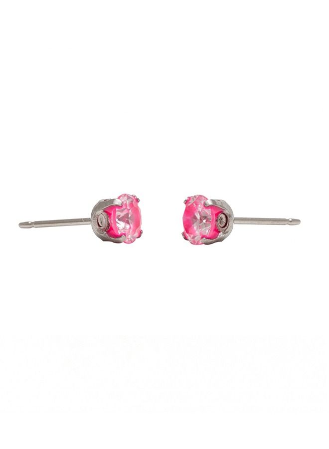 Studex 5MM Cubic Zirconia Neon Pink Allergy-Free Stainless Steel Ear Studs - Image 4
