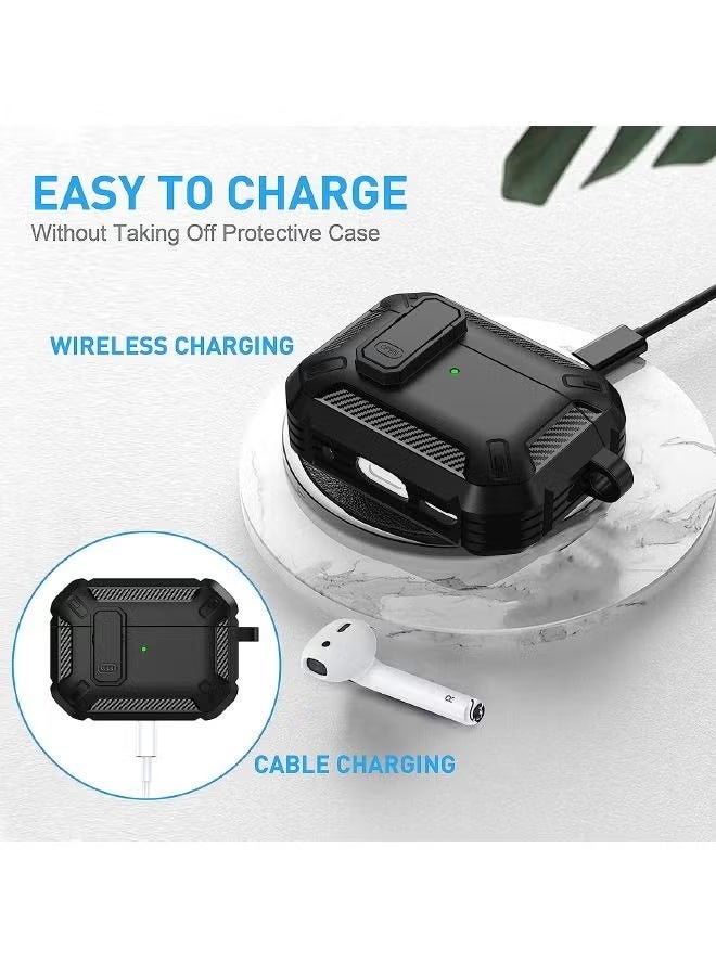 Airpods Pro 2nd Generation Case Cover with Lock, AirPods Pro 2 Protective Case Cover, Military Hard Shell Rugged Shockproof Cover with Keychain Compatible with Apple Airpods Pro 2 - Image 5