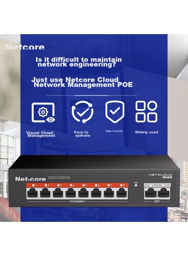 Netcore S10pm 10-port 100mbps Poe Switch, Cloud-managed Splitter, Surveillance Network Camera Hub, Vlan Isolation, Light Management - Image 3