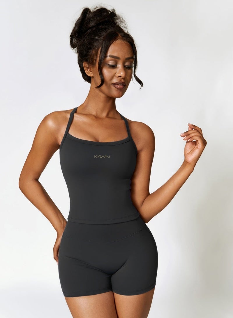 كون.يوغا بلوزة كامي نسائية بظهر على شكل حرف  وفتحة رقبة مربعة - Image 1