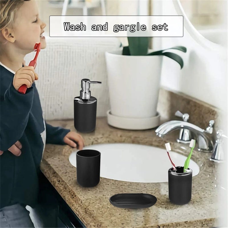 Bathroom Organizer Set: 6-Piece Black Eco-Friendly PP Plastic Set - Modern Stylish Design Complete Bathroom Accessory Set for Home, Hotel, Housewarming & Wedding Gift Use - Image 3