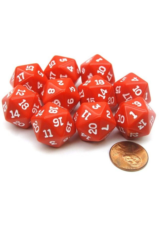 Koplow Games - Set Of 10 Twenty Sided 19Mm D20 Opaque Rpg Dice Red With White Numbers Die By Koplow Games - Image 1