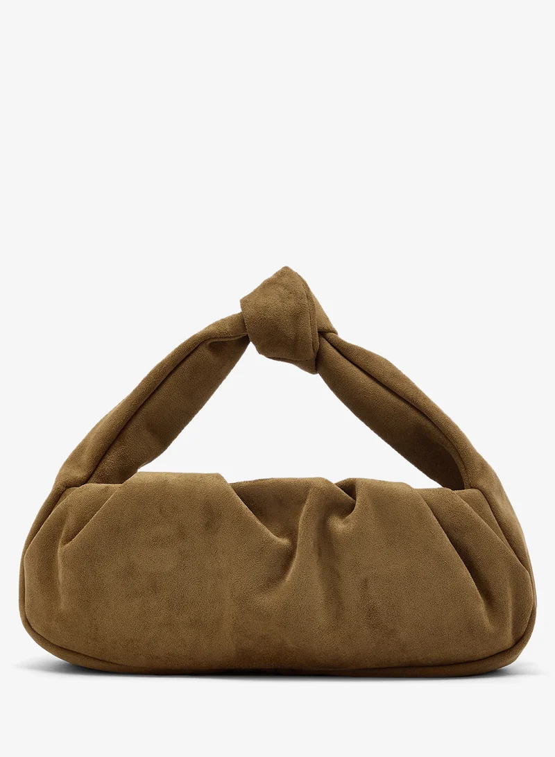 ELLA Suede Knot Handle Shoulder Bag