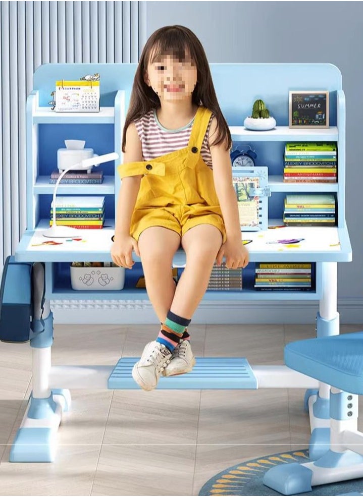 CityRiya-Long Home Kids Desk and Chair Set, Kids Study Desk with Chair, Children Study Desk Chair Set, Wooden Children School Study Desk Table and Chair Set, Student's Computer Learning Table Desk Chair for Girl Boy, Pink  - Image 3