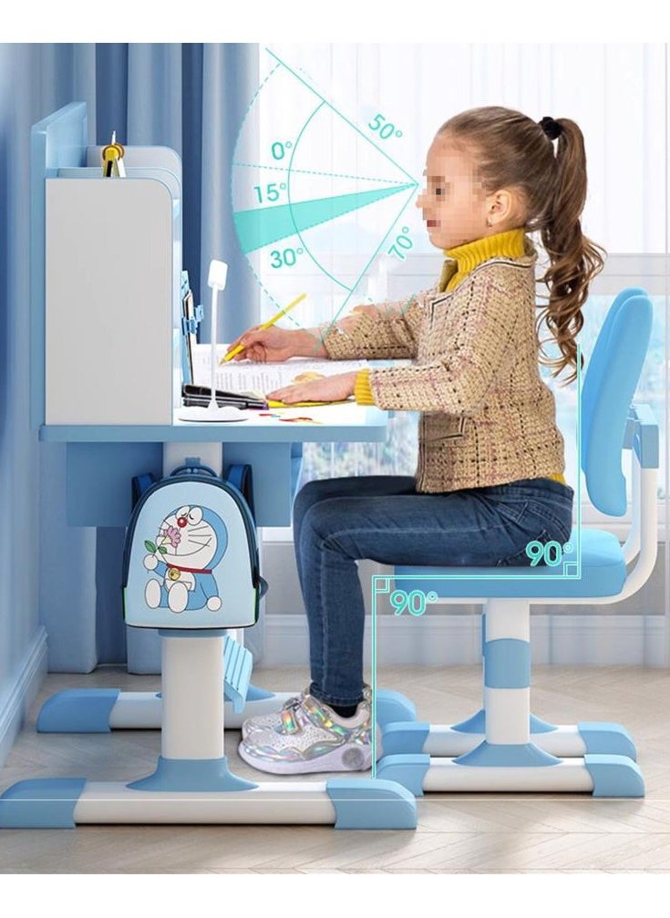 CityRiya-Long Home Kids Desk and Chair Set, Kids Study Desk with Chair, Children Study Desk Chair Set, Wooden Children School Study Desk Table and Chair Set, Student's Computer Learning Table Desk Chair for Girl Boy, Pink  - Image 4