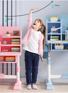  CityRiya-Long مكتب مكتب الأطفال والكراسي ، مكتب دراسة الأطفال مع كرسي ، مجموعة كرسي مكتب دراسة الأطفال ، طاولة مكتب الدراسة الخشبية المدرسية ومجموعة الكرسي ، كرسي طالب الطالب لصالح فتاة بوي ، وردي  - Image 5