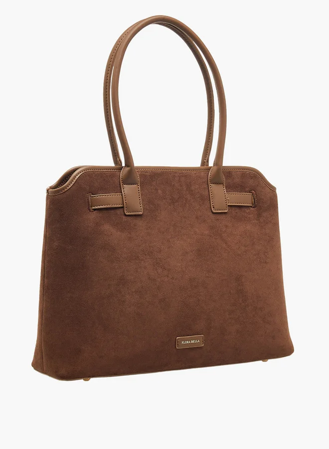 Flora Bella By Shoexpress Solid Tote Bag with Double Handles and Zip Closure