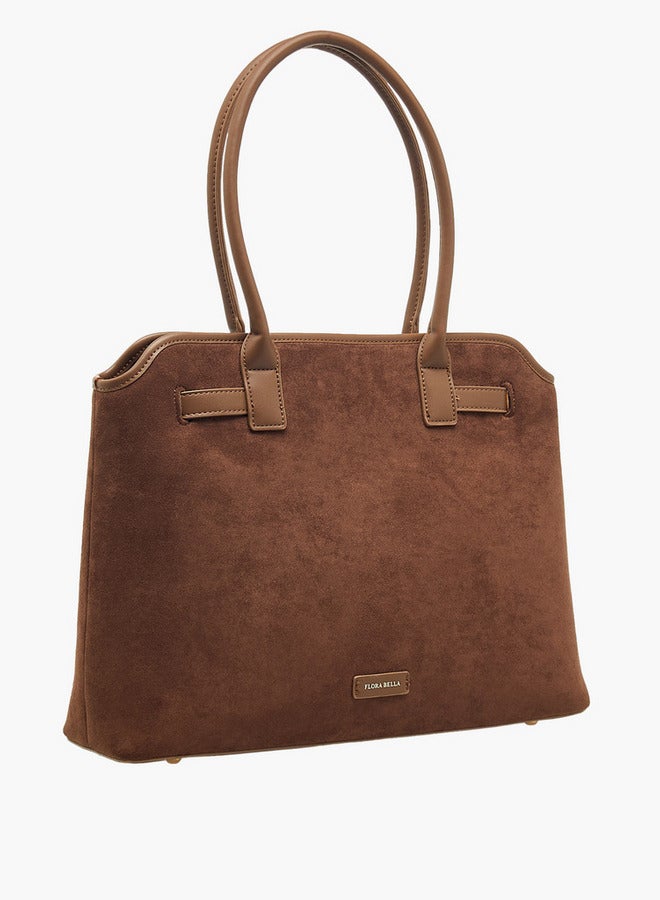 Flora Bella By Shoexpress Solid Tote Bag with Double Handles and Zip Closure  - Image 5