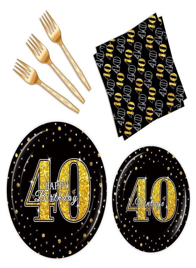 BQK 96 Pcs 40th Birthday Plates and Napkins Party Supplies 40th Birthday Party Decorations 40th Birthday Decorations for Men - Image 1