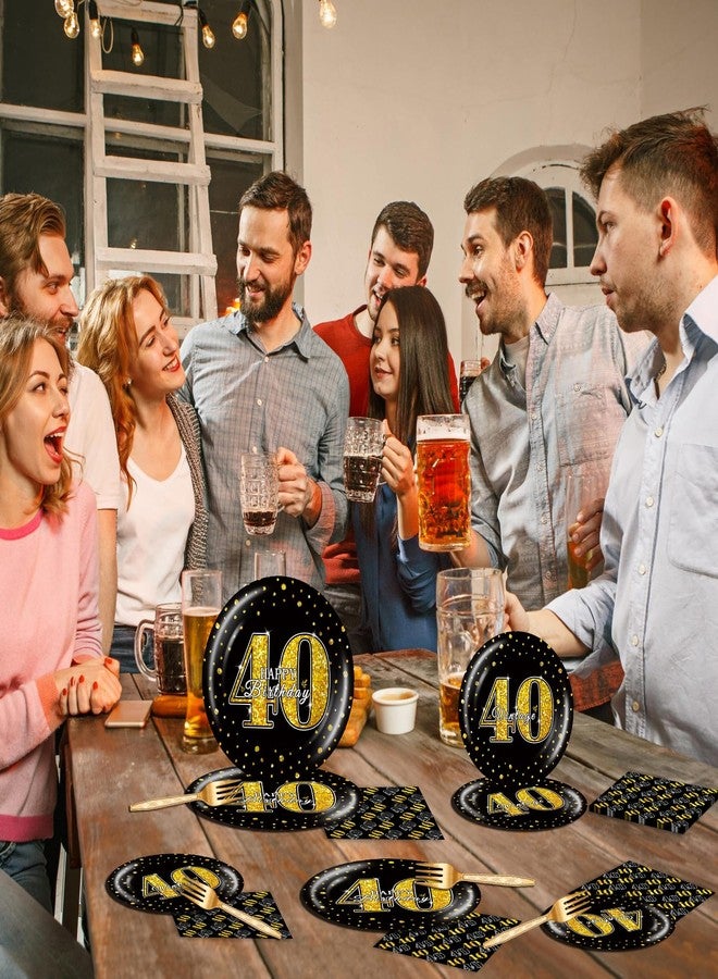 BQK 96 Pcs 40th Birthday Plates and Napkins Party Supplies 40th Birthday Party Decorations 40th Birthday Decorations for Men - Image 3