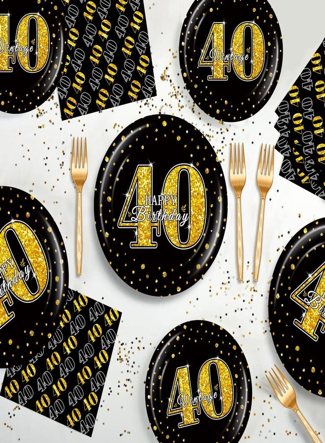 BQK 96 Pcs 40th Birthday Plates and Napkins Party Supplies 40th Birthday Party Decorations 40th Birthday Decorations for Men - Image 4