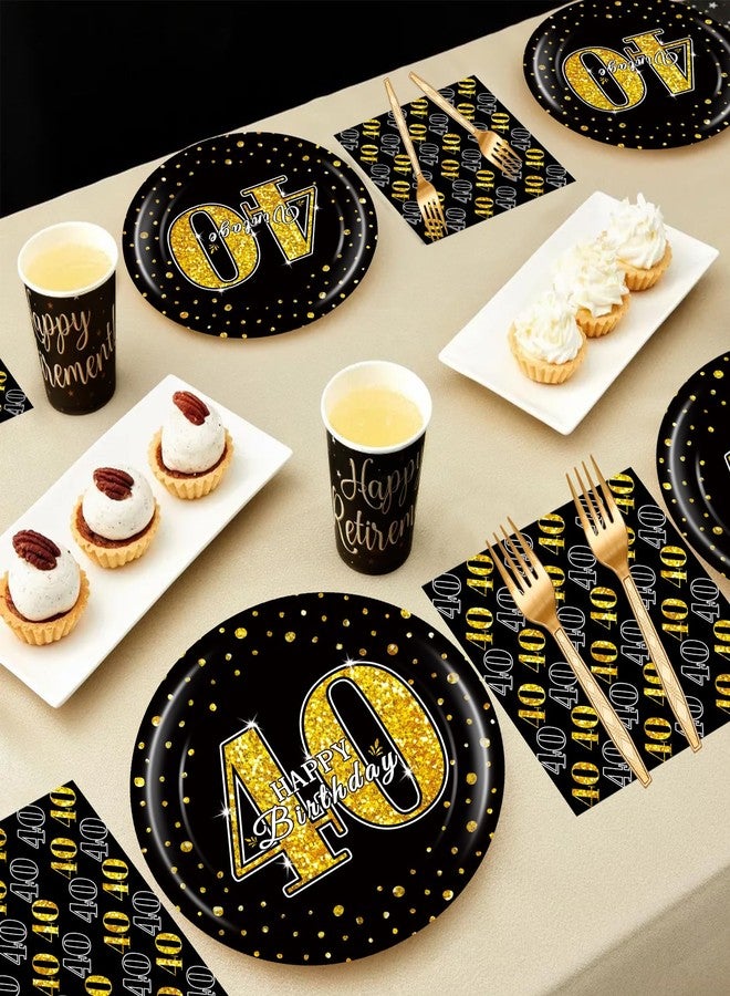 BQK 96 Pcs 40th Birthday Plates and Napkins Party Supplies 40th Birthday Party Decorations 40th Birthday Decorations for Men - Image 2