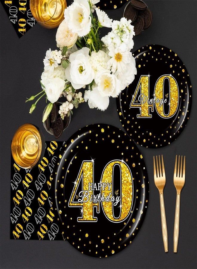 BQK 96 Pcs 40th Birthday Plates and Napkins Party Supplies 40th Birthday Party Decorations 40th Birthday Decorations for Men - Image 5