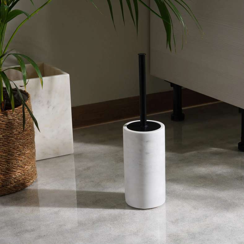 Pan Home حامل فرشاة المرحاض من الرخام الأنيق - أبيض - Image 1