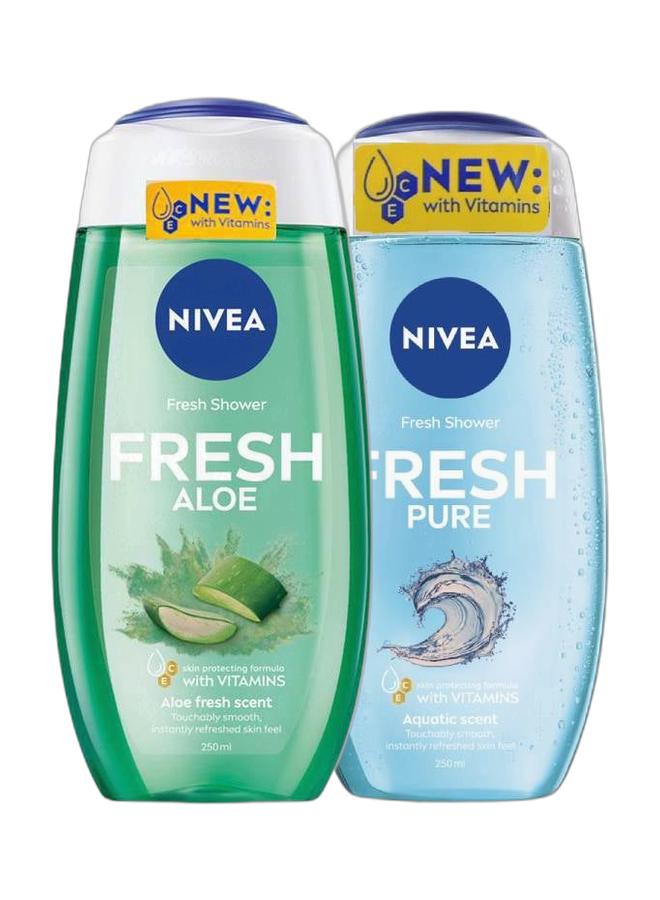 Nivea Fresh Pure Shower Gel 250ml + Fresh Aloe Shower Gel, Natural Aloe Vera, Fresh Scent - 250ml - Image 1