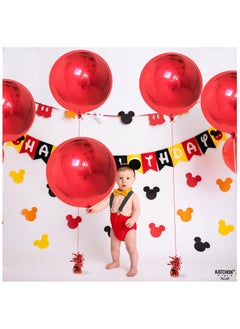 KATCHON Red Balloons 22 Inch Pack of 6 | 4D Red Metallic Balloons for Birthday Decorations  - Image 5